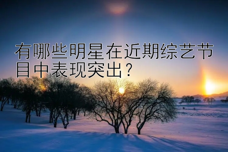 有哪些明星在近期综艺节目中表现突出？