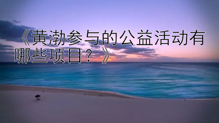 《黄渤参与的公益活动有哪些项目？》