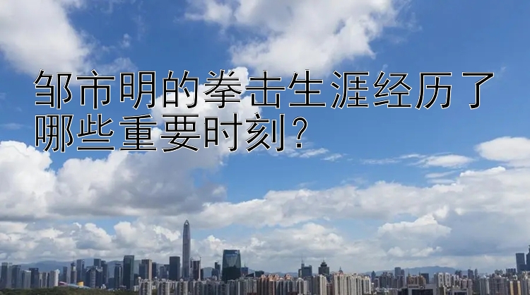 邹市明的拳击生涯经历了哪些重要时刻？