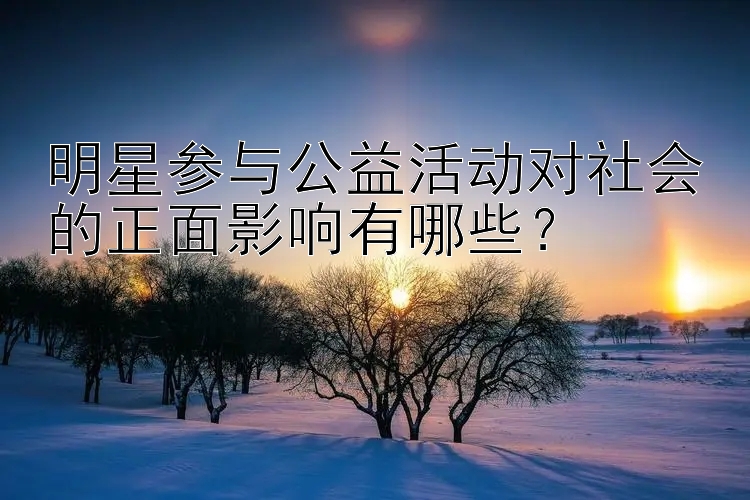 明星参与公益活动对社会的正面影响有哪些？