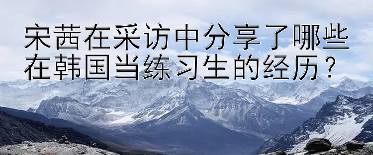 宋茜在采访中分享了哪些在韩国当练习生的经历？