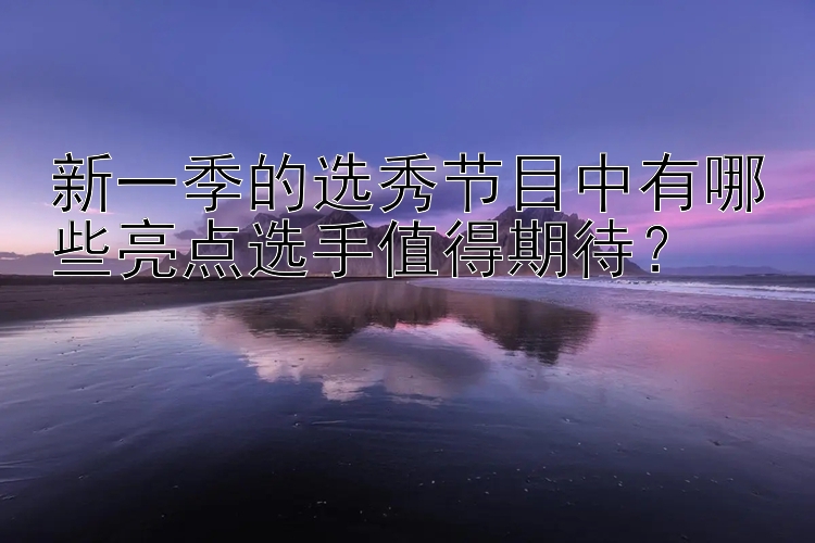 新一季的选秀节目中有哪些亮点选手值得期待？